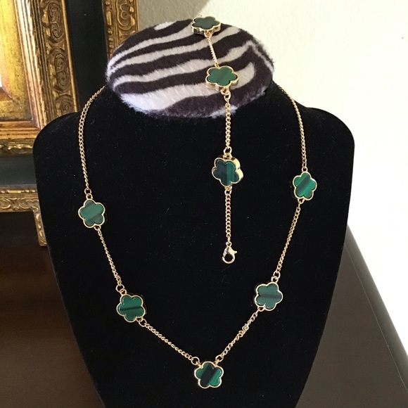 🎁 Clover leaf necklace bracelet set New - Picture 2 of 4